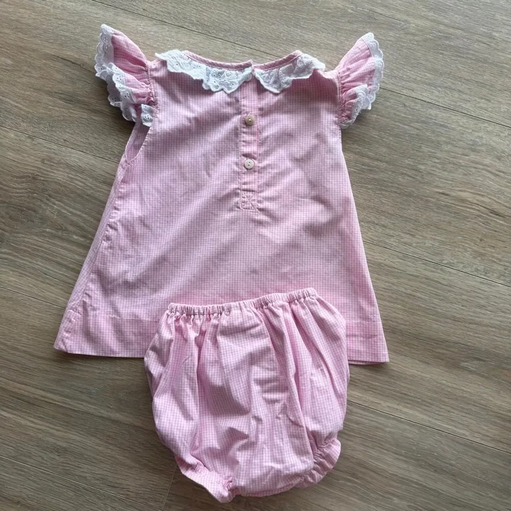 Smocked Threads Cecil & Lou Pink White Gingham Dress Girls 3T Ballerinas Preppy